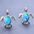 Turtle Stud Earrings (Blue Opal) - Bamos
