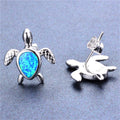 Turtle Stud Earrings (Blue Opal) - Bamos