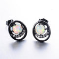 White & Blue Opal Round Stud Earrings - Bamos
