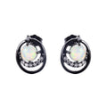 White & Blue Opal Round Stud Earrings - Bamos