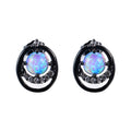 White & Blue Opal Round Stud Earrings - Bamos