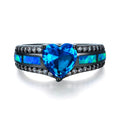 Aquamarine Heart Rings For Women - Bamos