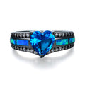 Women Blue Topaz Heart Wedding Jewelry Set(December Birthstone) - Bamos