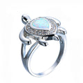 White & Blue Opal Turtle Ring (Water Drop) - Bamos