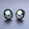 White & Blue Opal Round Stud Earrings - Bamos