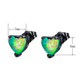 White/Blue/Green Opal Heart Stud Earrings - Bamos