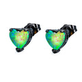 White/Blue/Green Opal Heart Stud Earrings - Bamos