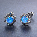 White/Blue Opal Stud Earrings - Bamos