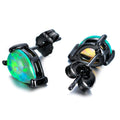 Green/Blue/White Opal Stud Earrings - Bamos