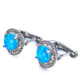 White/Blue Opal Round Hoop Earrings - Bamos