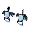 Turtle Stud Earrings (White Opal) - Bamos