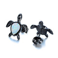 Turtle Stud Earrings (White Opal) - Bamos