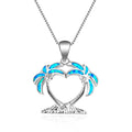 Double Tree Pendant Necklace (Blue Fire Opal) - Bamos