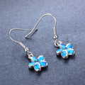 Blue/White Opal Flower Dangle Earrings - Bamos
