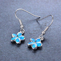 Blue/White Opal Flower Dangle Earrings - Bamos