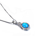 Four Claw Oval Pendant Necklace (Blue Fire Opal) - Bamos