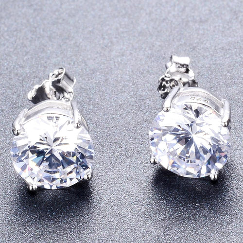 White Diamond Stud Earrings(April Birthstone) - Bamos