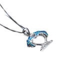 Double Tree Pendant Necklace (Blue Fire Opal) - Bamos