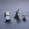 925 Sterling Silver Cat Opal Stud Earrings - Bamos