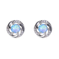 White/Blue Opal Round Stud Earrings - Bamos