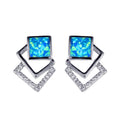 Blue/White Opal Stud Earrings - Bamos