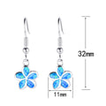 Blue/White Opal Flower Dangle Earrings - Bamos