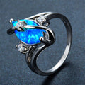 Women White/Blue Opal Ring (S Style) - Bamos