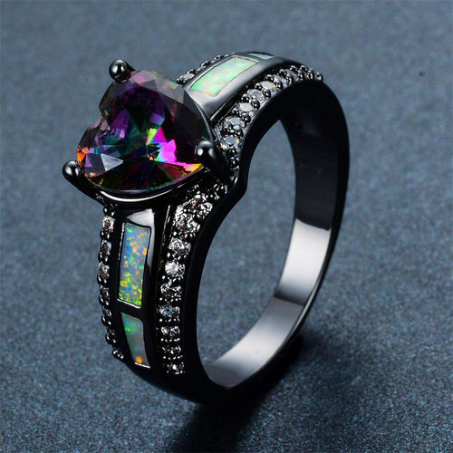 Rainbow Heart Ring Mystery Jewelry - Bamos