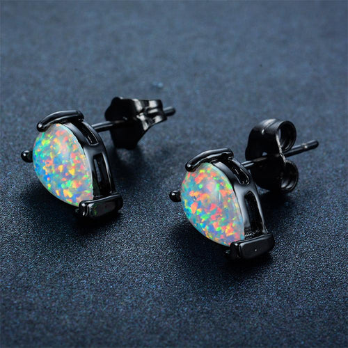 Green/Blue/White Opal Stud Earrings - Bamos