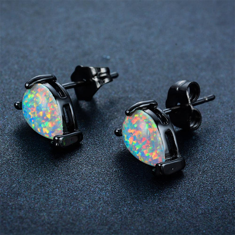 Green/Blue/White Opal Stud Earrings - Bamos