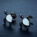 Turtle Stud Earrings (White Opal) - Bamos