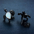 Turtle Stud Earrings (White Opal) - Bamos