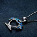Double Tree Pendant Necklace (Blue Fire Opal) - Bamos