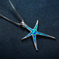 White/Blue Fire Opal Starfish Pendant Necklace - Bamos