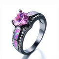 Women Pink Fire Opal Heart Ring - Bamos