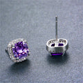 Women Purple Amethyst Wedding Jewelry Set(February Birthstone) - Bamos
