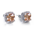 Women Champagne Geometric Topaz Ring Earrings Jewelry Set - Bamos